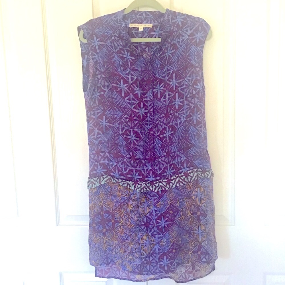 Veronica Beard silk Geo print drop waist dress 2